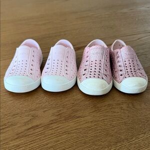 Kids Slip-On Waterproof Shoes - Light Pink & Glitter Pink